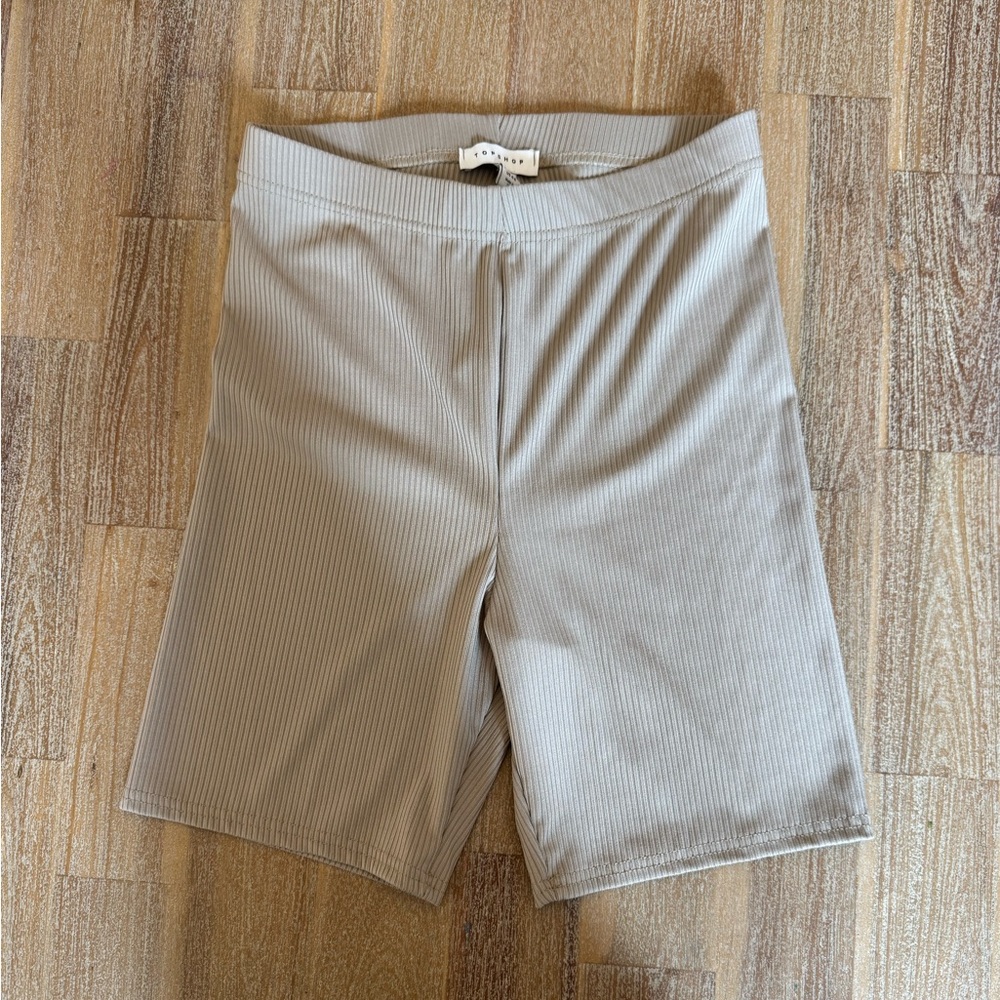 Taupe Topshop Ribbed Stretch Bike Shorts Small